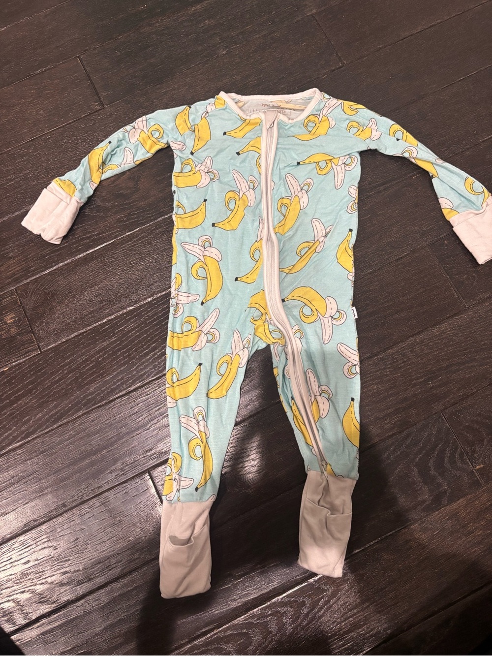 Little Sleepies Light Blue Banana Print Footed One-Piece - zippy 3-6 months